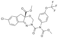 Stereo wireframe model of (4aS)-Indoxacarb
